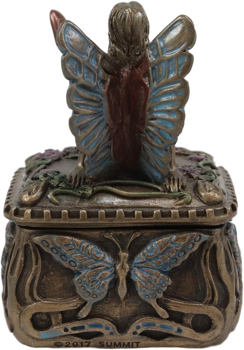 Ebros Gift Decorative Butterfly Fairy Jewelry Trinket Box Small 3.25" Height