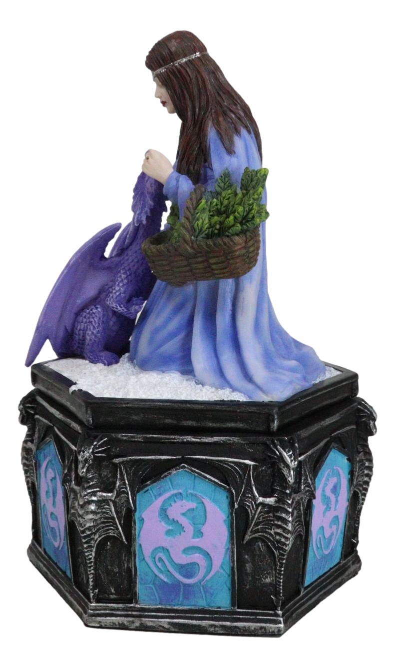 Fantasy Four Seasons Winter Friendship Fairy With Dragon Decorative Box Figurine