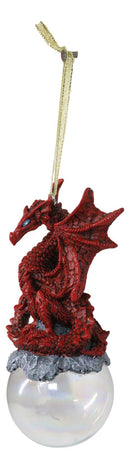 Ruth Thompson Green Tempest Dragon On Pearl Glass Ball Ornament Figurine 5"H