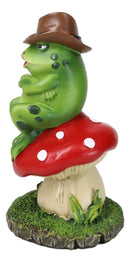 Western Outlaw Cowboy Frog On Mushroom Backflow Incense Cone Burner Figurine