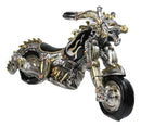 Dragon Motorcycle Metallic Silver & Gold Hot Rod Bike Sculpture Flame Accents