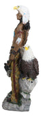 Native Tribal Indian Warrior Hunter Holding Axe With Bald Eagle Figurine