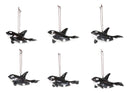 Set Of 6 Nautical Black Orca Whales Ocean Marine Wall Decor Tree Ornaments