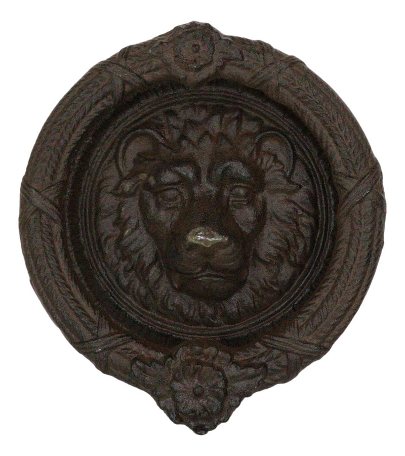 Heavy Cast Iron Rustic Royal Venetian Lion Head Round Decorative Door Knocker