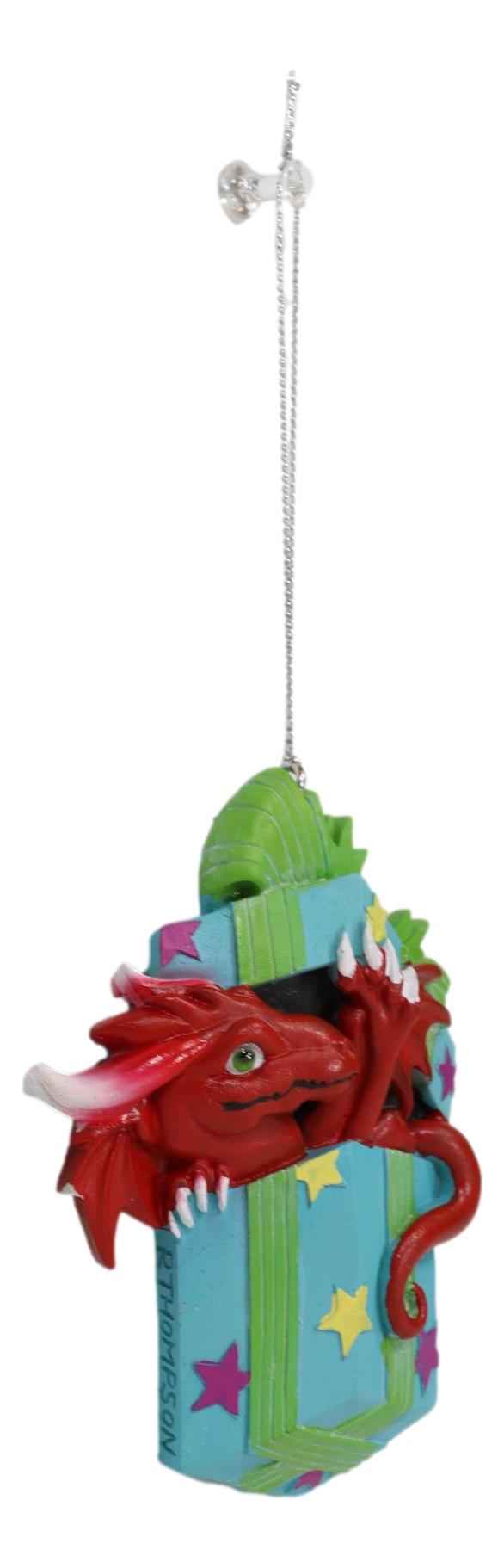 Ruth Thompson Red Dragon In Wrapped Gift Box Christmas Tree Hanging Ornament