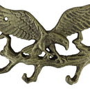 Cast Iron Rustic Gold American Patriotic Bald Eagle 3-Peg Coat Keys Wall Hooks