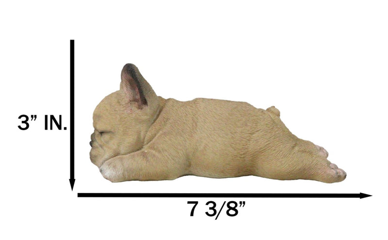 Realistic Adorable French Bulldog Frenchie Dog Puppy Sleeping Figurine 7.25"L