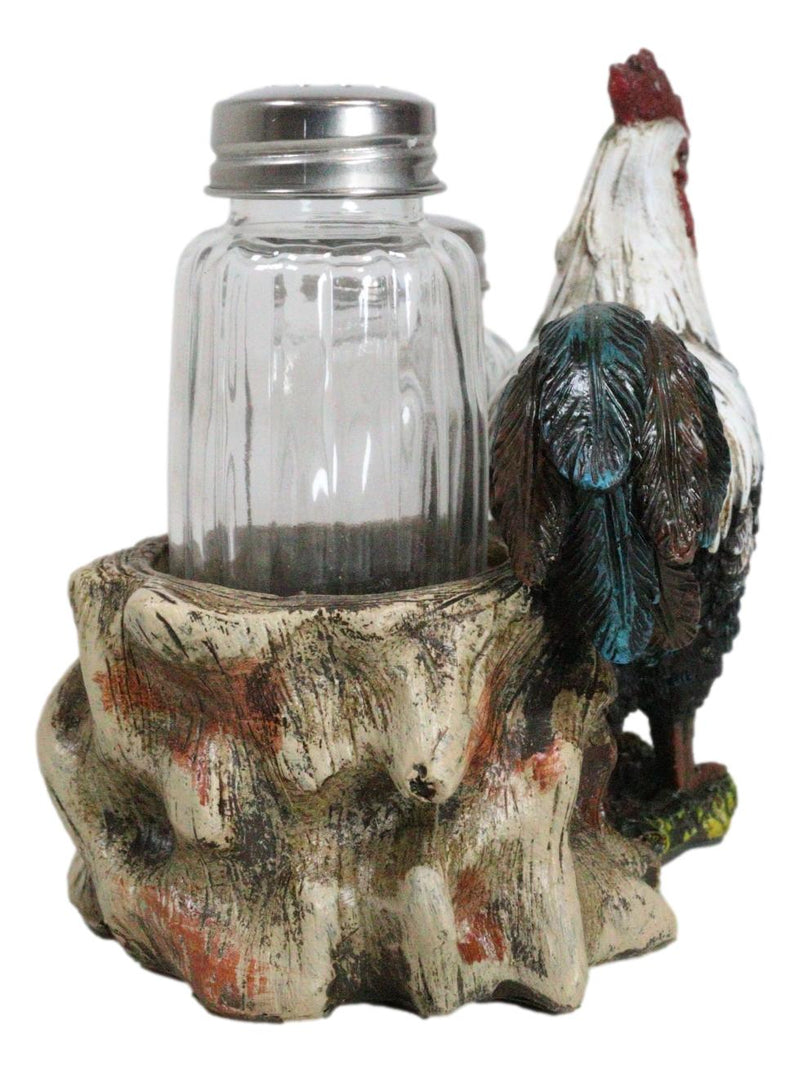 Country Rustic Farm White Breasted Chicken Rooster Salt Pepper Shakers Holder