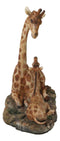 Safari Savannah Masai Giraffe Mother and Calf Sitting On Grasslands Figurine