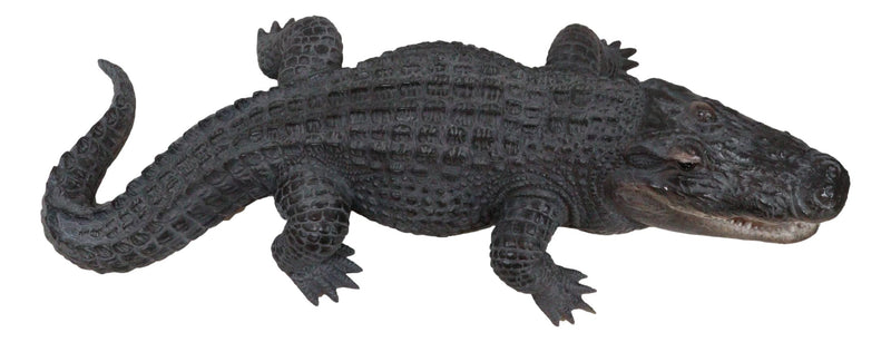 Grand Scale Realistic Nile Crocodile Baring Razor Sharp Teeth Garden Statue 30"L