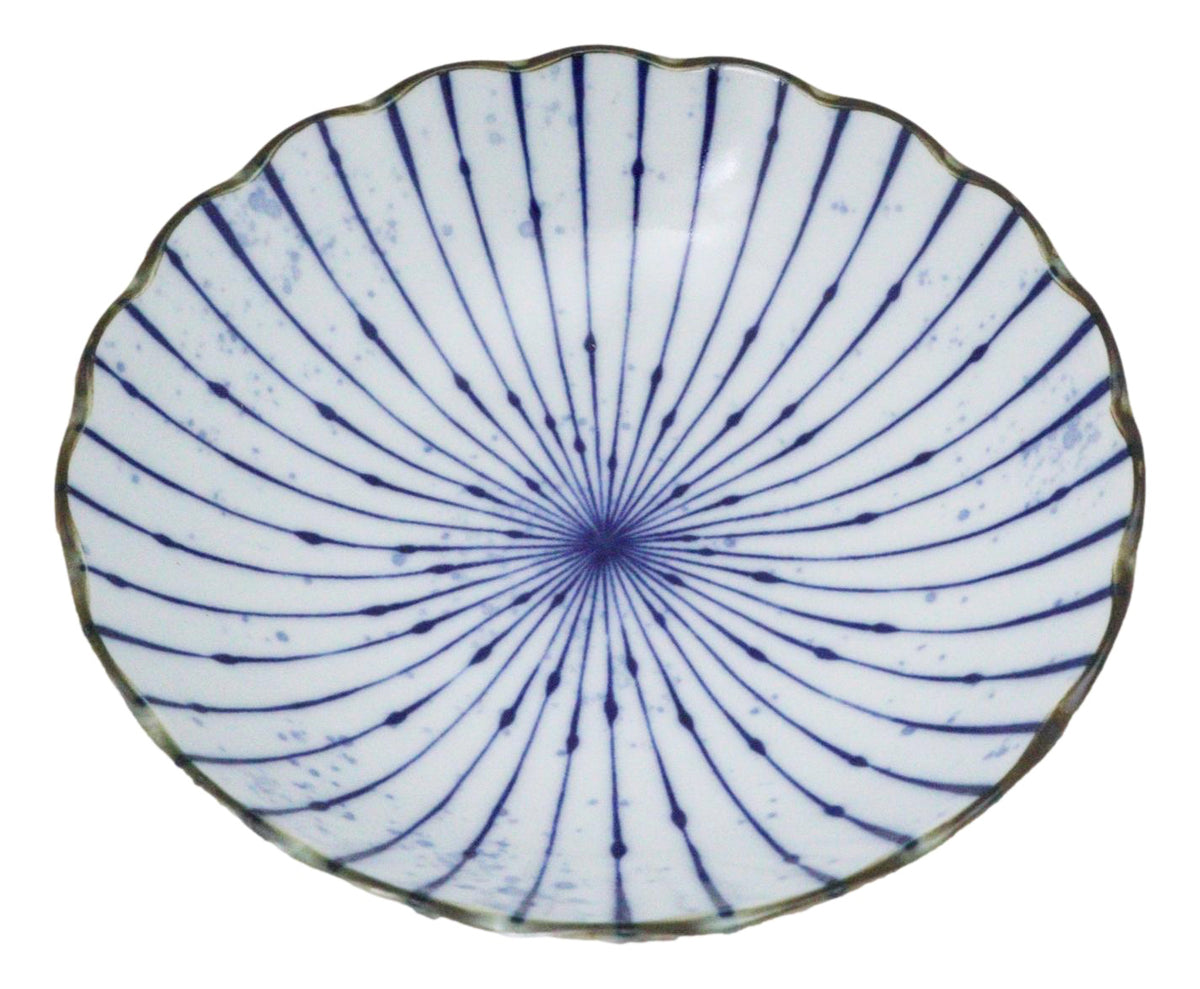 Pack Of 6 Fubuki Tokusa Made In Japan Round Flair Deep Plates Shallow Bowls 15oz - Ebros Gift