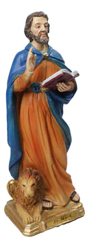 Christian Apostle of Jesus Saint Mark The Evangelist With Lion Figurine 8"H
