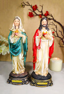 Catholic Sacred Heart of Mary and Jesus Christ Statue Set of 2 With Name Base
