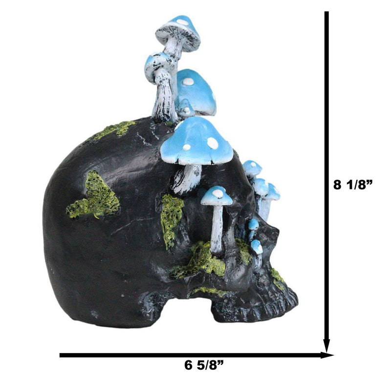 Wicca Stacking Toadstool Mushrooms and Moss Fungi Forest Black Skull Figurine