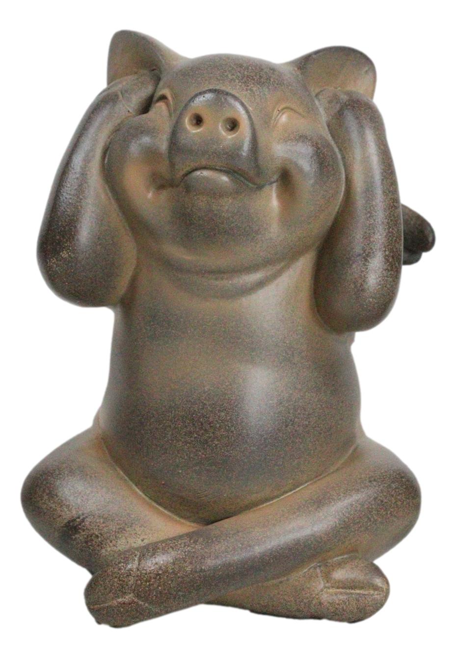 Rustic Country Angel Winged Pigs in See Hear Speak No Evil Poses Figurines Set - Ebros Gift