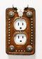 Set of 2 Western Cow Skull Turquoise Concho Wall Double Receptacle Switch Plates