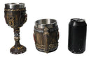 Nautical Rustic Barrel Pirate Skull Wine Goblet & Beer Tankard Mug Set of 2