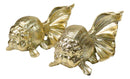 Pack of 2 Nautical Marine Goldfishes Gold Fish Sculptures In Gold Leaf Finish