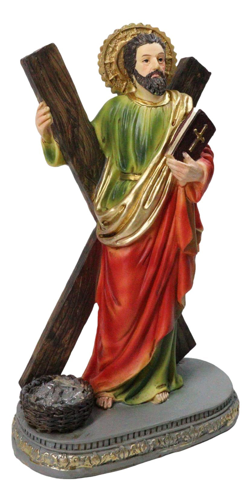 Christian Apostle Disciple of Jesus Saint Andrew with Saltire Cross Figurine 8"H