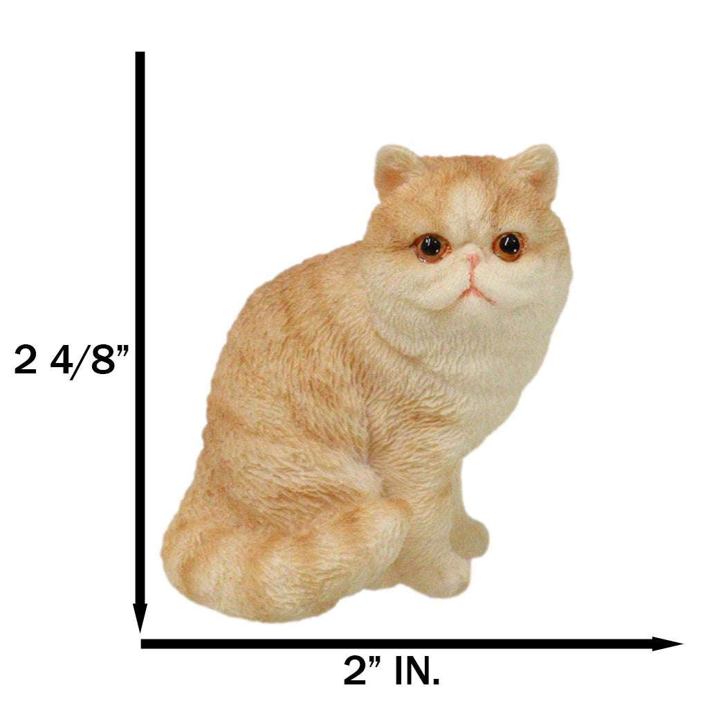 Realistic Feline Orange Tabby Kitty Cat Kitten Sitting Mini Figurine Glass Eyes - Ebros Gift