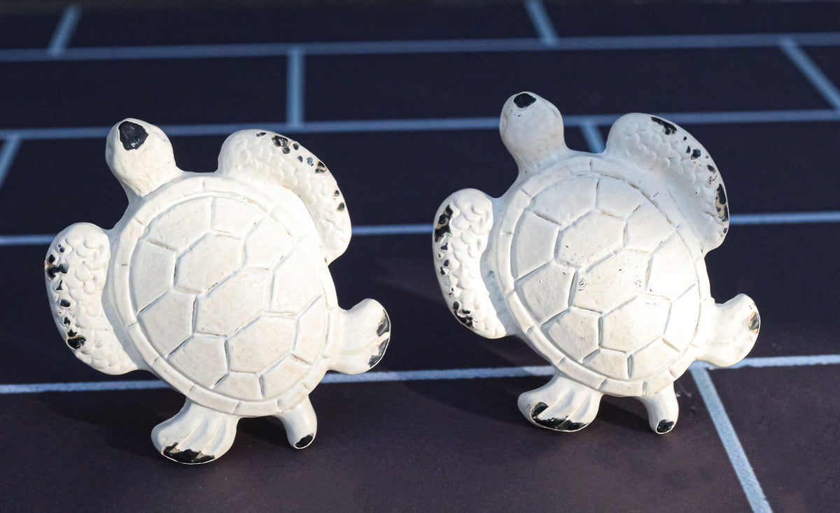 Pack Of 6 Aged White Nautical Marine Sea Turtle Drawer Cabinet Door Pull Knobs