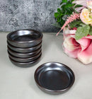 Pack Of 6 Ceramic Tetsu Kesho Black Soy Sauce Oil Condiment Round Dishes Bowls