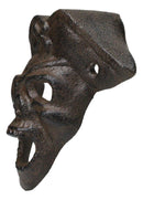 Set Of 2 Rustic Cast Iron Pirate Captain Skull Eye Patch Wall Bottle Openers