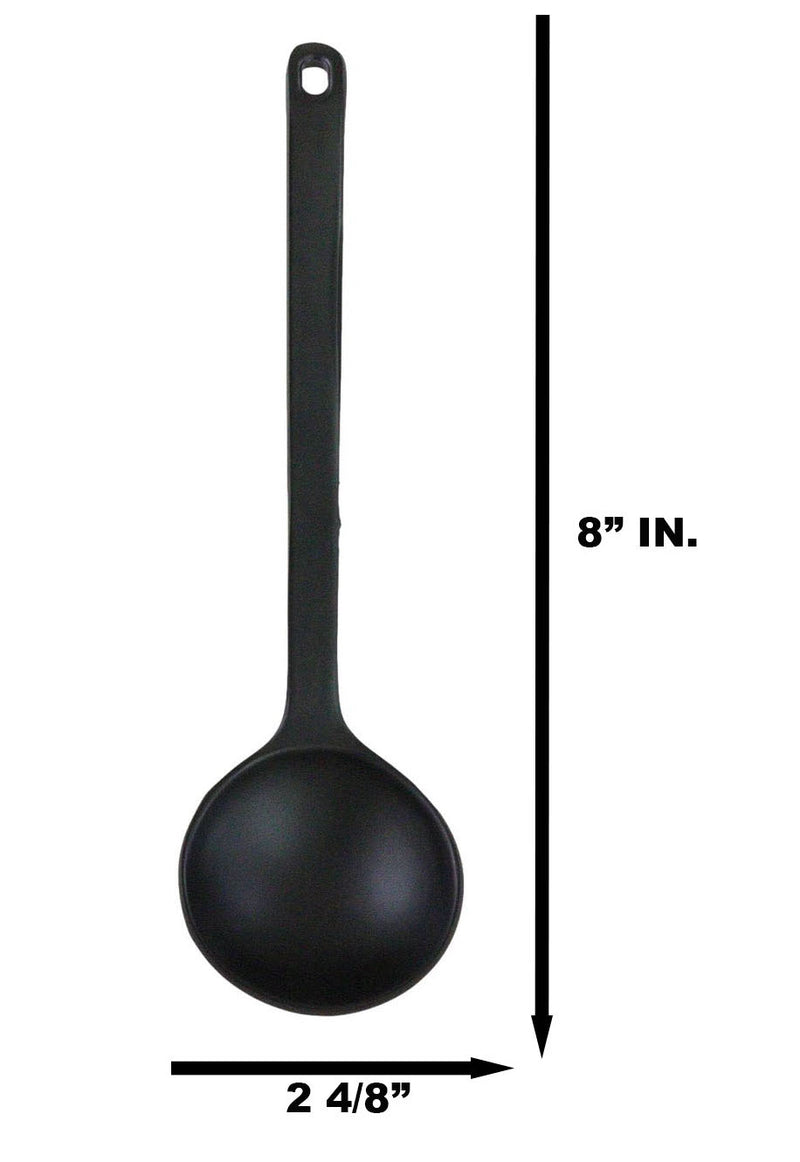 Pack Of 6 Ridged Matte Black Melamine Stirring Mixing Serving Ladle Spoons