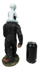 Large Sasquatch Bigfoot Flipping Off With Roswell Alien On Shoulders Figurine