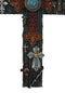 Rustic Western Layered Crosses Fleur De Lis Cowboy Turquoise Tooled Wall Cross