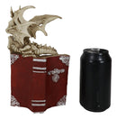 Gothic Skeleton Dragon On Spell Book Of The Dead Skulls And Bone Hands Figurine