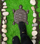 Set Of 4 Cast Iron Bronzed Sea Turtle Patterned Shell Garden Stepping Stones