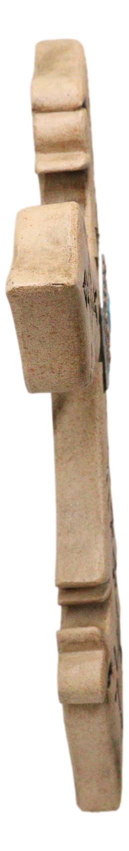 Southwestern Rustic Aztec Vectors Turquoise Diamond Cream Wall Cross Figurine