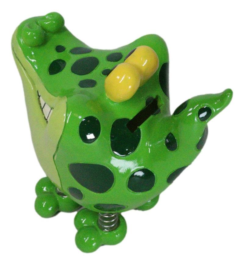 Whimsical Swamp Bayou Alligator Money Piggy Bank W/ Bobble Spring Legs Figurine