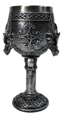 Medieval Gothic Twin Serpentine Dragons Wine Goblet Chalice With Celtic Knotwork