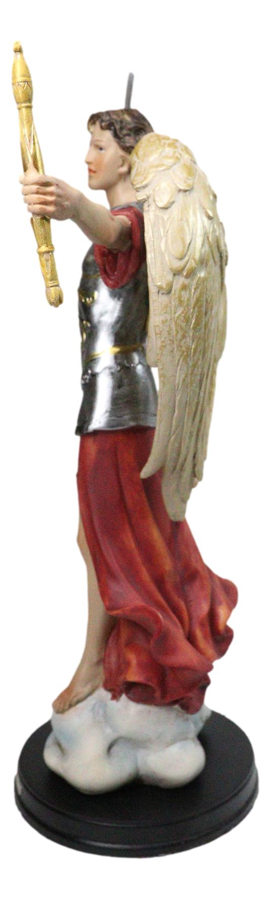 Archangel Saint Michael Holding Sword And Scroll Figurine Brass Name Base 13"H