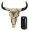 Southwestern Buffalo Cow Skull With Turquoise Silver Face Jewelry Wall Decor