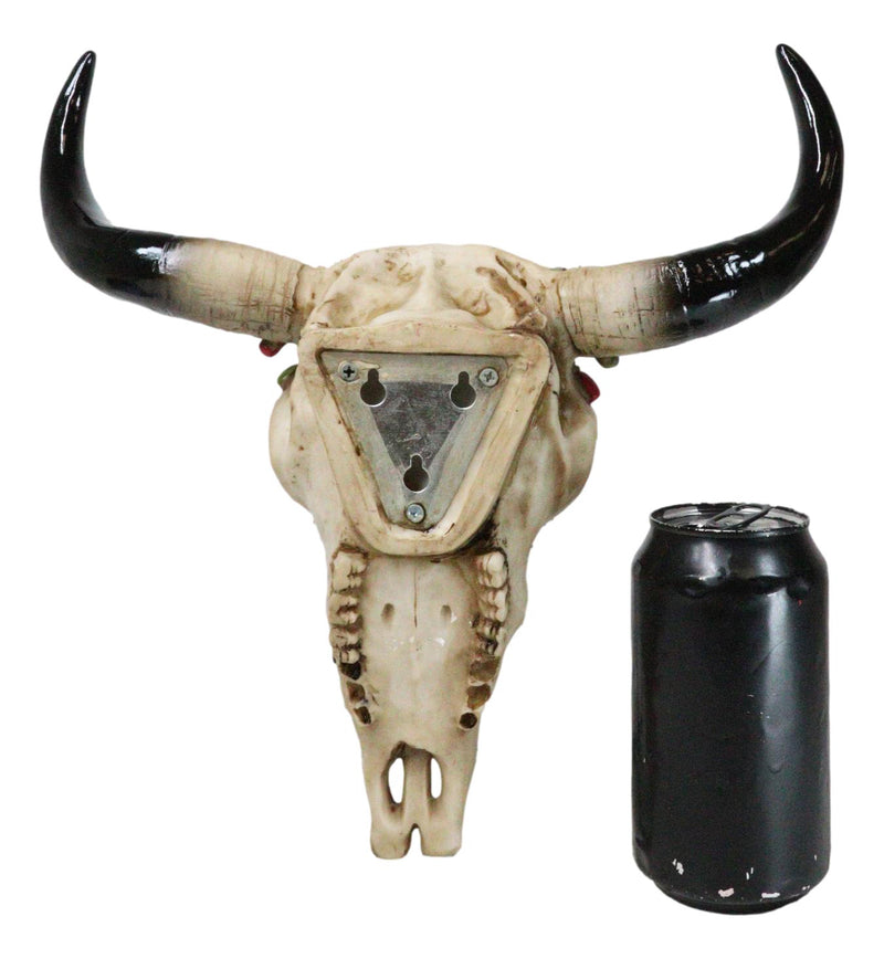 Southwestern Buffalo Cow Skull With Turquoise Silver Face Jewelry Wall Decor