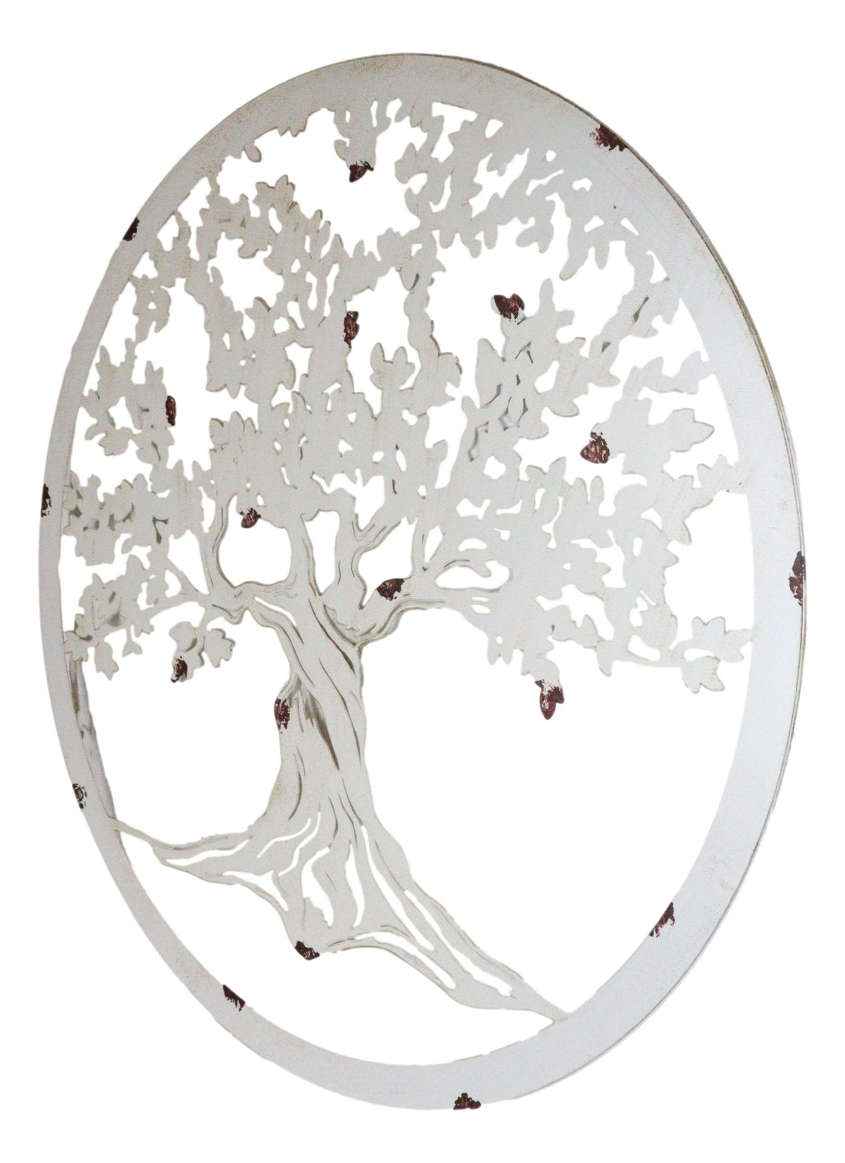White 24"D Oversized Celtic Tree of Life Medallion Metal Wall Circle Plaque