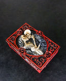 Skeleton Bride and Groom Keepsake Trinket Box with Red Roses Gothic Skull Lovers