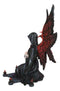 Hooded Cloak Dark Angel On Pentagram Ritual Floor Holding Crystal Ball Figurine