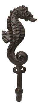 Pack of 2 Marine Ocean Nautical Seahorse Wall Cast Iron Rustic Coat Hooks