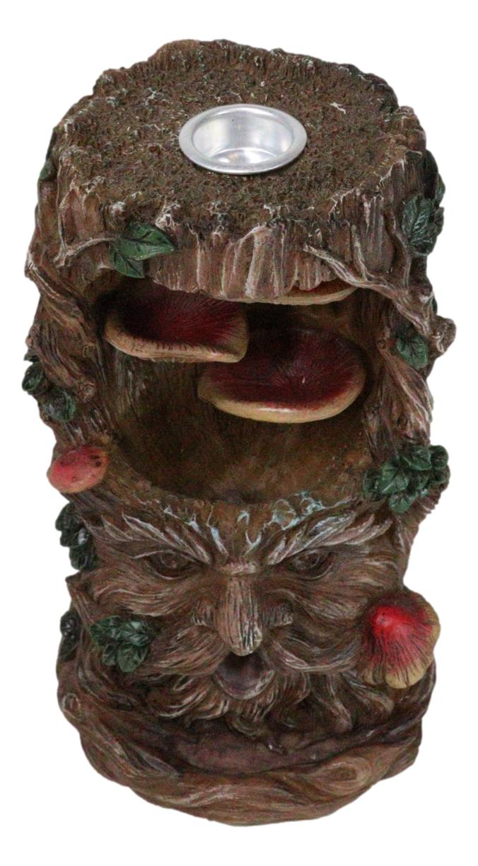 Forest Celtic Greenman Tree Ent With Fungi Pillar Backflow Incense Cone Burner