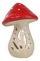 Whimsical Cottage Magic Red Toadstool Mushroom Ceramic Votive Candle Holder