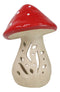 Whimsical Cottage Magic Red Toadstool Mushroom Ceramic Votive Candle Holder