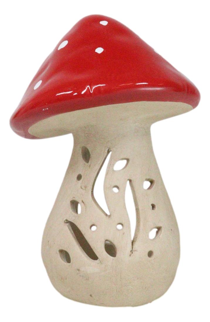 Whimsical Cottage Magic Red Toadstool Mushroom Ceramic Votive Candle Holder