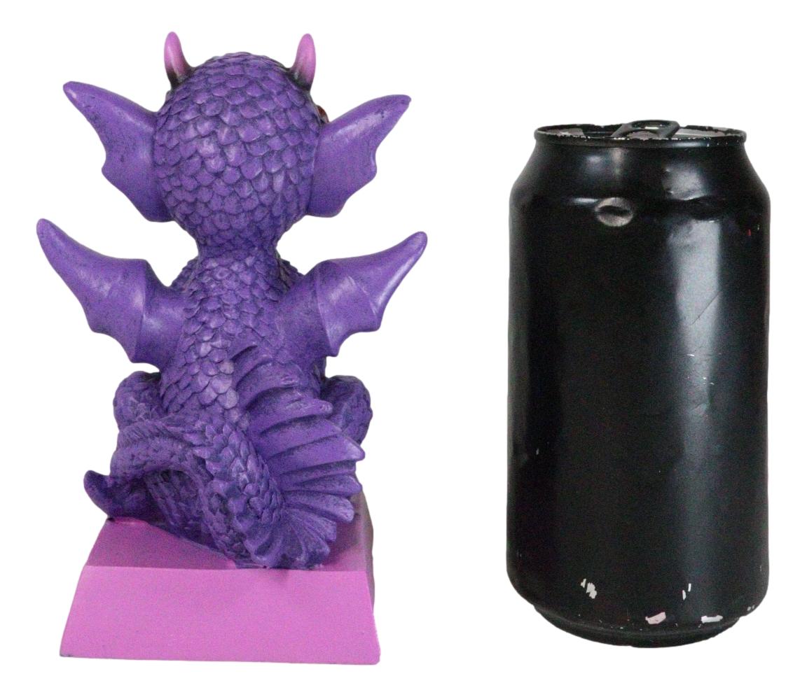 Fantasy Purple Koan Cartoon Chibi Dragon Collectible Figurine I Love Dragons! - Ebros Gift