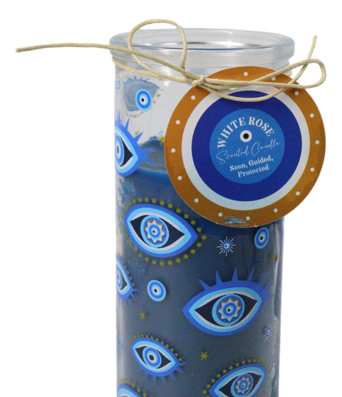 Ebros Wicca All Seeing Eye White Rose Scented Candle in Glass Tube 8.25 Inch