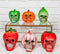 Garlic Bell Pepper Tomato Strawberry Pumpkin Bitter Melon Mini Skulls Set of 6