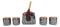 Maroon Grey Tombo Dragonfly With Flowers Hexagonal Teapot With 4 Tea Cups Set